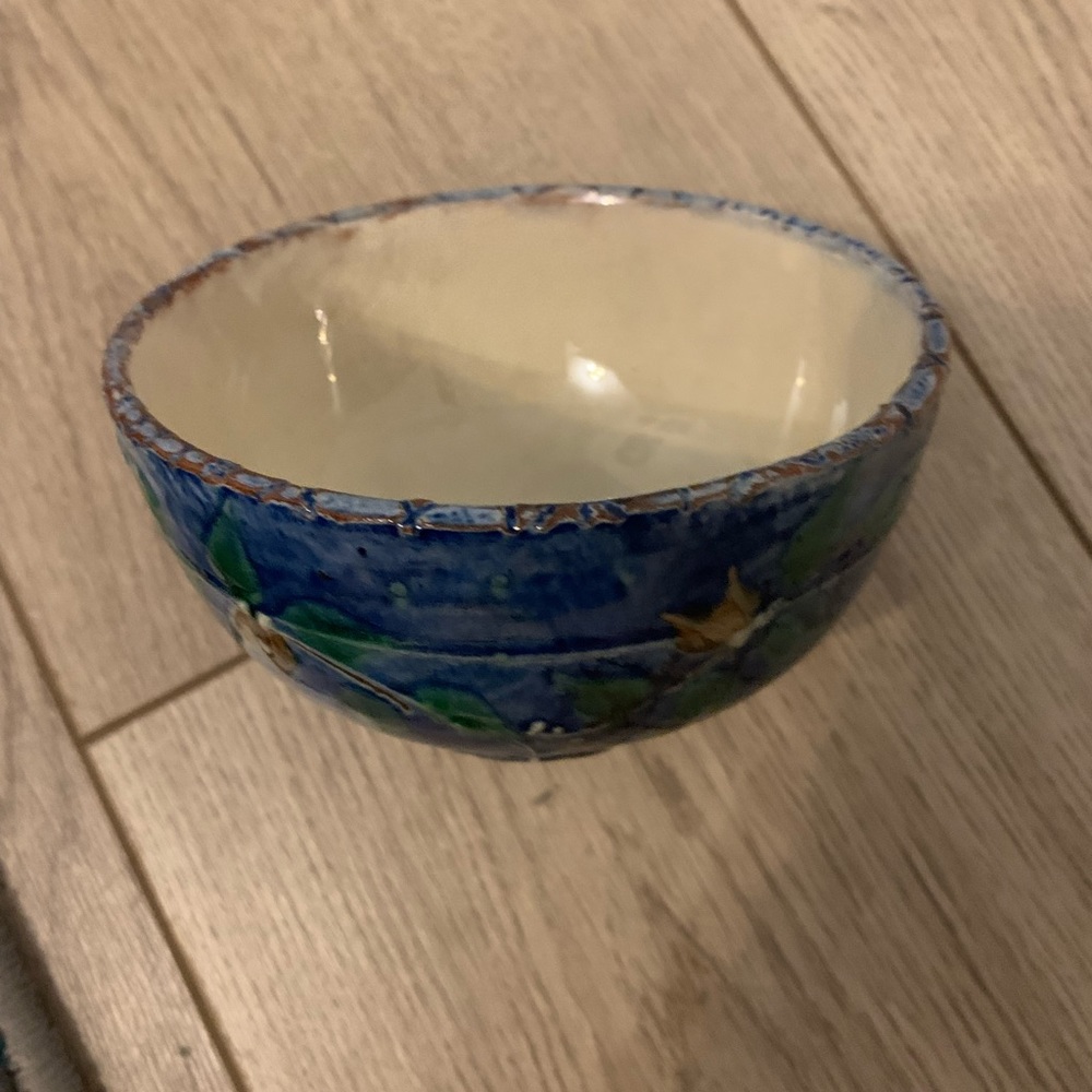 Vintage Small Pottery Bowl 4 3/4” Diameter, 2 1/2” H Signed “Roux” Pretty